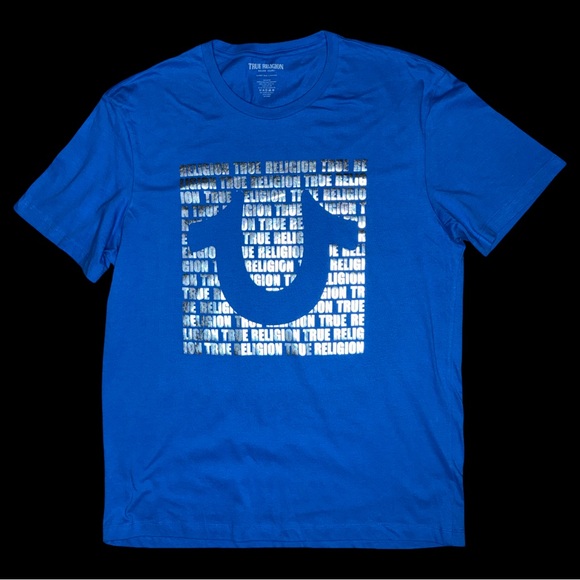 True Religion Men's Blue T-Shirt Metallic Graphic Print, Size XXXL (3XL) - Picture 1 of 2